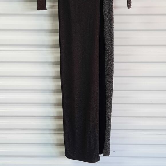 Naked Wardrobe Dress Womens Extra Small XS Black Silver Evening Gown Maxi - Picture 8 of 11